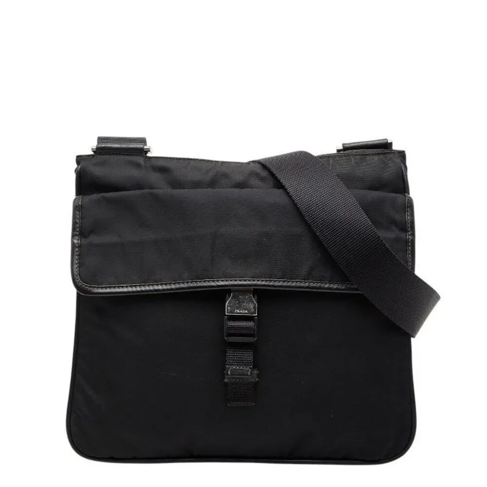 Prada Triangle Logo Plate Shoulder Bag